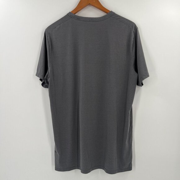 Lululemon Men L Short Sleeve Tee Gray Performance Cotton Blend Logo Gym Workout - Picture 3 of 7